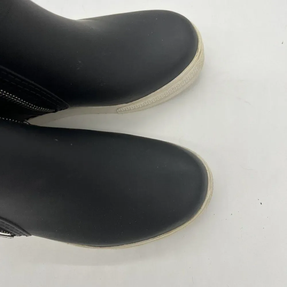 Steve Madden Wedgie Waterproof Rubber Boots Black Women's 7 Hidden Wedge